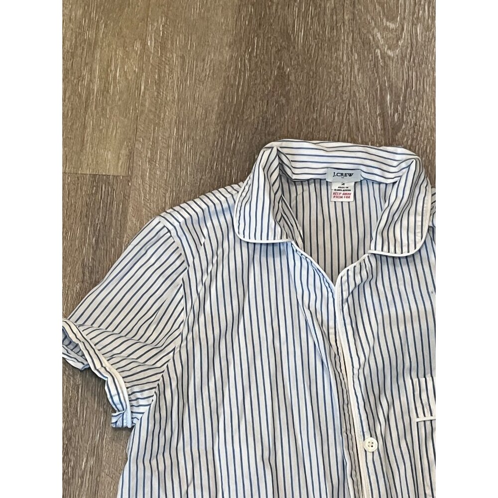 J.Crew Striped Button-Down Pajama Top / Coastal Chic Blouse - Size M - Picture 1 of 7